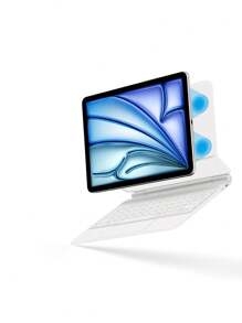 适用于 iPad Air 11 英寸/Air 13 英寸 M2（2024 款）和 iPad Pro 11 英寸/12.9 英寸（2018-2022 款）的葡萄牙语键盘保护套，配备智能保护盖、妙控键盘和彩色背光触控板，白色 - 白色-葡萄牙語 - 查看 4