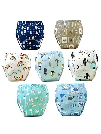 1 件/2 件/3 件婴儿训练裤、可洗布尿布套、婴儿学习便盆裤、透气尿布套（颜色随机）婴儿洗澡家庭装饰礼物