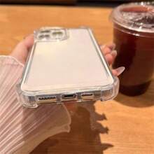 苹果基本款手机壳 1 件新款透明高清手机壳带气囊护角，适用于 15/15pro/15promax/14/13/12/11/Xs Max/8plus/8/7plus/7/S24ultra/S24plus/S24/S23ultra/S23plus/S23/S22ultra/S22plus/S22/A52/A53/A72/A73 系列防水防震防摔防刮 - 氣囊防損傷保護殼 透明 - 查看 4