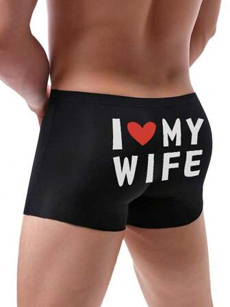 男士性感黑色短褲，大印花圖案，時尚且舒適的彈性內衣