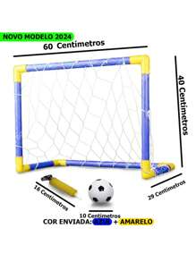Gol Infantil Trave Golzinho de Encaixar Infantil Kit 2 Unidades com Bola e Bomba - Azul - Visão 2
