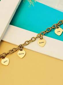 Personalisiertes herzförmiges Anhänger Armband aus Edelstahl mit Familienname, für Mutter, beste Freundin, Stilvolle Geschenkidee, Herbstmode, Lässig, Vintage, Old Money, schlicht, süß, unisex, Punk, personalisiert, einzigartig, ideale Geschenke für Ihn, Freundin, Mama, Familie, Freunde, Tochter, Sie, Großeltern, Freund, Papa, Sohn, zu Jahrestagen, Geburtstagen, für den täglichen Gebrauch, Abschlussball, Muttertag, Valentinstag, Abschluss, Hochzeit, Vatertag