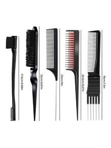 8入組髮刷套裝，尼龍梳理鬆散髮用3排梳子，雙面髮邊修護梳，三重助鬈梳，鼠尾梳適用於女性和女孩 - 彩色 - 查看 10