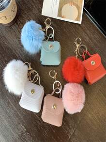 1pc Mini Bag Decoration Pendant, Fur Ball Mini Bag Decoration Pendant,Used For Decorating Bags, Suitable For Various Bags - Multicolor - View 2
