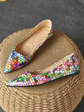 Ladies' Pointed Toe Low Vamp Casual Flat Shoes For Spring, Summer And Autumn In Multiple Colors For Daily Outdoor Activities, Versatile Style