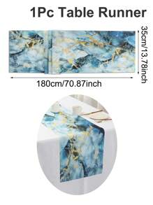 1pc 35*180cm Marble Texture Table Runner, Suitable For Kitchen, Coffee Table, Dining Room, Sofa Side Table, Bedroom, Living Room, Also Can Be Used As Tablecloth Decor For Holiday Dinner - 35*180 - View 15