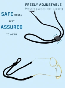 1pc Men's Adjustable Silicone Eyeglasses Chain, Blue/Black Eyewear Strap With Adjustable Buckle, Sports Glasses Cord With Anti-Slip Covers, Suitable For All Seasons And Occasions Glasses Accessories