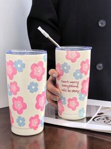 1 cốc cách nhiệt chân không 20oz Original Pink Blue Flower, Bình đựng nước nóng/lạnh, Cốc cà phê, Cốc đựng trên ô tô, Lý tưởng cho thể thao, ngoài trời, gia đình, văn phòng, quà tặng sinh nhật (Không bao gồm ống hút) Quay lại trường học - Nhiều màu - Xem 4