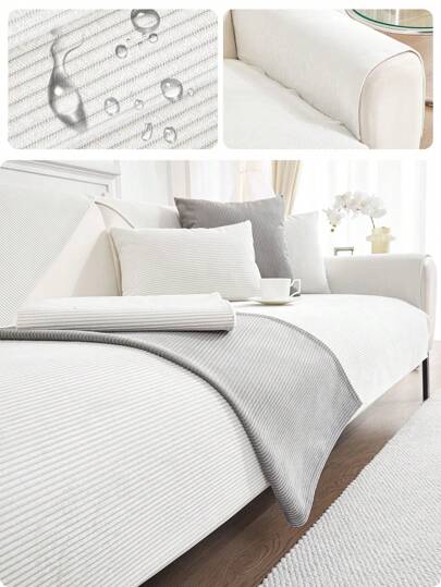 1pc Waterproof Corn Velvet Sofa Cover For 1/2/3/4-Seater Sofa, Including Armrest And Backrest Covers, All Seasons