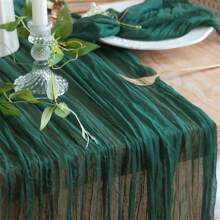 1pc Cheese Cloth Bohemian Style Table Runner For Wedding, Baby/Bridal Shower, Holiday Party Decoration, Rustic Gauze Table Cloth And Cheese Clothes Fabric - Dark Green - View 31