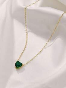 1 pezzo Ciondolo a forma di cuore in acciaio inossidabile con pietra zodiacale, regalo per mamma e figlia, per San Valentino