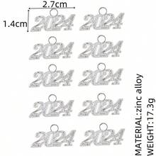 Vòng cổ mặt dây chuyền số cổ điển 2024 dành cho nữ, Quà tặng trang sức dự tiệc sang trọng bằng vàng bạc thời trang. Phụ kiện quyến rũ dành cho đồ thủ công DIY tốt nghiệp. - 2024 mặt dây chuyền - Xem 7