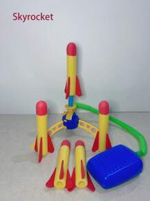 1set (1 Base + 5 Rockets) Foam Toy Outdoor Rocket Launcher, Foot Pedal Style, Launches Rocket When Stepped (Color And Packaging Randomly Sent),Rocket,Rocket Launcher,Camping,Rocket Power,Hammer Toy,Splatter Target,Rc Helicopter,Balance,Out Door Toys