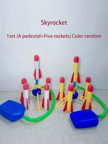 1set (1 Base + 5 Rockets) Foam Toy Outdoor Rocket Launcher, Foot Pedal Style, Launches Rocket When Stepped (Color And Packaging Randomly Sent),Rocket,Rocket Launcher,Camping,Rocket Power,Hammer Toy,Splatter Target,Rc Helicopter,Balance,Out Door Toys