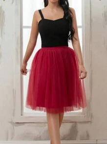 Falda de tul versátil para mujer con cintura elástica, longitud de 65 cm, falda de tutú de 4 capas multicolor, perfecta para el cosplay romántico - Multicolor - Ver 15