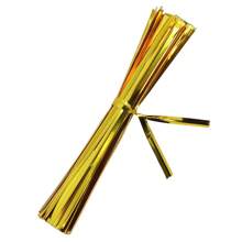 100入組金屬扭結束子有彩色螺旋束子，可用於玻璃紙禮袋、可愛錐形生日糖果袋，有8種顏色可選，尺寸為10cm / 3.97in，適用於婚禮派對禮物袋、禮品袋、派對廚房 - 彩色 - 查看 6