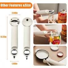 Seinohome罐頭開器，Seinohome多功能可伸縮瓶開器，可伸縮瓶開器，可調節多功能罐頭開瓶器瓶蓋夾，老年人使用的瓶開器 - 白色 - 查看 2