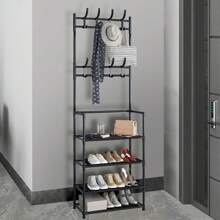 1 Giá Treo Áo Ở Lối Vào, Giá Để Giày Ở Tiền Sảnh, Giá Treo Áo Đứng Tự Do, Với 4 Tầng Kệ Chứa Đồ Và 8 Móc Đôi, Phòng Khách, Phòng Tắm, Hộp Đựng Giày Ở Hành Lang (Yêu cầu Tự Lắp Ráp) - Nhiều màu - Xem 3