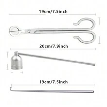 Juego de recortador de mecha de vela que incluye cortador de velas, sofocador de velas y sumergidor de mechas de vela - Kit de herramientas de vela 3 en 1 para amantes de las velas que reemplazan mechas - Plateado - Ver 6