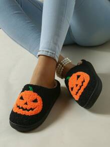 Papuci de damă cu atmosferă de Halloween, drăguți și amuzanți, toamnă și iarnă - Negru - Vizualizare 3