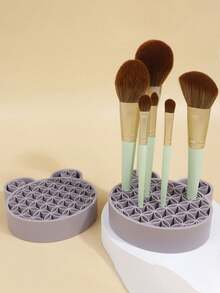 1pc Silicone Panda Head Makeup Brush Drying & Storage Rack, Makeup Brush Organizer, Silicone Makeup Brush & Stationery Pen Storage Display Rack, Desktop Organizer - Multicolor - View 2