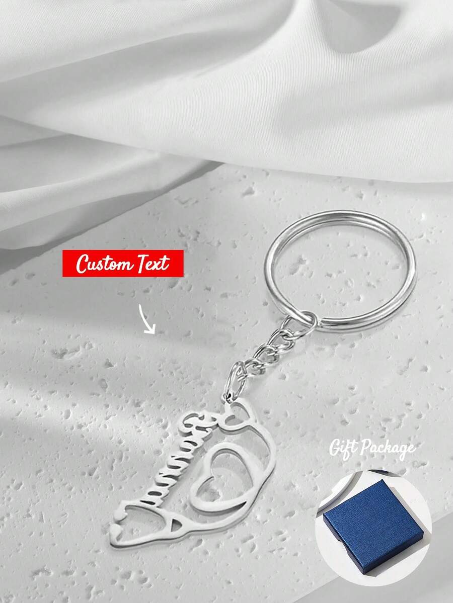 Móc khóa tùy chỉnh được cá nhân hóa Bảng tên móc khóa bằng thép không gỉ dành cho nữ Đàn ông Cô gái Ngày của Cha Ngày của Mẹ Giáng sinh Halloween Sinh nhật Quà tặng kỷ niệm - Bạc - Xem 1