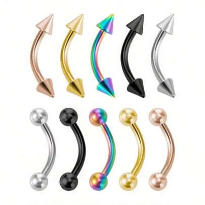 SENLANSP 5-10 chiếc Cong Barbell 16G Thép không gỉ Lông mày/Sụn Vít Rốn Vòng Phòng Thân Trang Sức