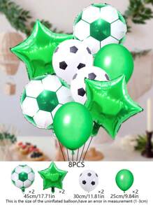 8pcs Soccer Themed Balloon, 18-Inch Soccer Shaped Foil Balloon & 12-Inch Soccer Printed Latex Balloon, Ideal For Sports & Birthday Party Decorations, - Multicolor - View 11