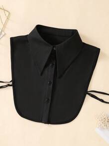 1 件女士黑色长尖领雪纺时尚假领配饰女士