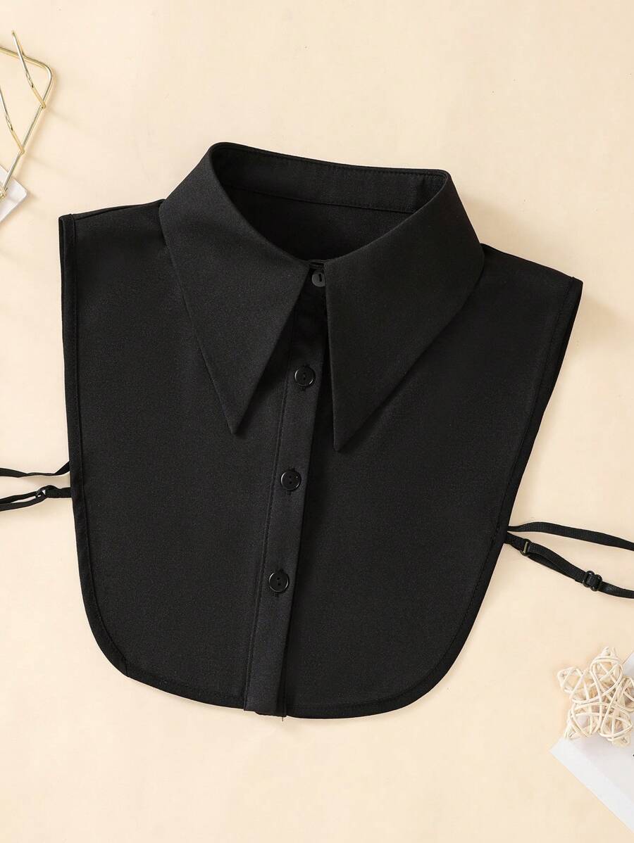 1 件女士黑色长尖领雪纺时尚假领配饰女士