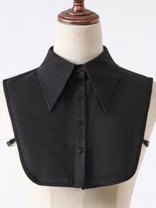 1 件女士黑色长尖领雪纺时尚假领配饰女士