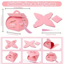 6 Pcs Graduation Cap Gift Box Graduation Party Favors Graduation Candy Box Treat Box With Tassel Graduation Centerpieces For Tables 2024 Graduation Decorations Grad Part(Pink) - Pink - View 6