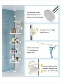 Cesta de ducha de 4 niveles ajustable, para esquina, champú, acondicionador, jabón,Esquinero Organizador Estante De Almacenamiento Para Baño - Blanco - Ver 2