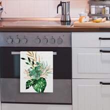 2入組北歐風格綠葉和植物印花碗布，柔軟吸收力強的家庭清潔布，多用途微纖維廚房毛巾，適合日常廚房裝飾 - 彩色 - 查看 6