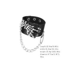 Yanxyad 1 Piece Spiked Studded Bracelet Black Leather Rivet Punk Bracelet Cuff Wrap Bangle Snap Button Metal Wristband For Men