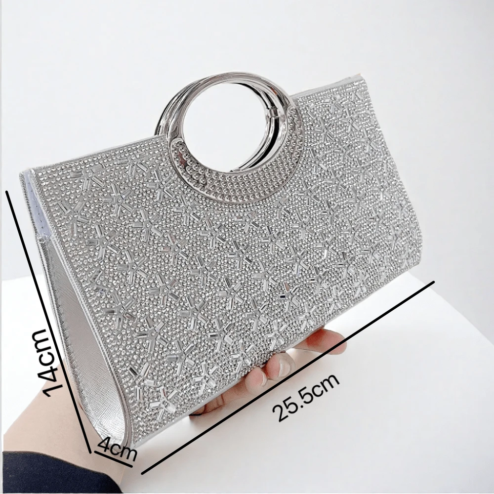Nuevo bolso de mano elegante y brillante para mujer, bolso de fiesta de noche en forma cuadrada, bolso cruzado nupcial completamente adornado