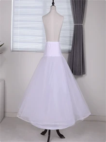 Enagua de crinolina de doble capa de malla con volantes de encaje y sujeción firme para vestido de novia - Blanco - Ver 3