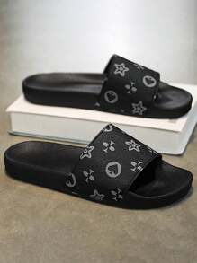 VURNBOIO 1 Pair Men's Fashion Printed Slippers, Random Patterned Slip-On