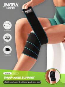 JINGBA SUPPORT 1 Pieza de vendas de soporte elásticas antideslizantes para la rodilla para levantamiento de pesas y sentadillas - Azul - Ver 1