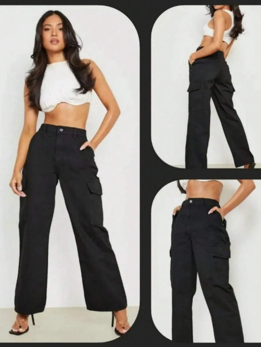 Dress Pants With Cargo Bags - 黑色 - 查看 1