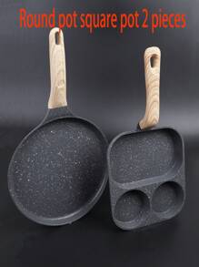 4-Hole Non-Stick Fry Pan - Perfect For Eggs, Pancakes, Burgers & More - Wooden Handle & Induction Cooker Compatible Seafood Boil - Multicolor - View 5