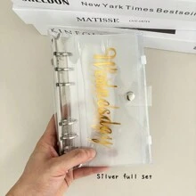 1套A6馬卡龍裝訂週計畫器套裝，7入組金色拉鍊袋，活頁筆記簿組織者預算簿 - 彩色 - 查看 12