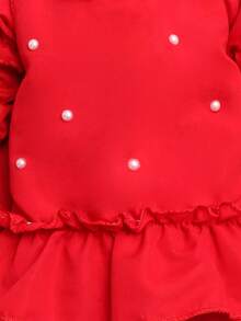 Maternity Leave With Dress For Baby Girl 04 Pieces Pearl Detail Manoella Baby Clothes - 紅色 - 查看 3