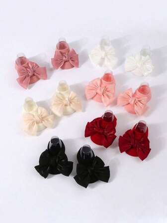 6 pares de calcetines princesa con moño para bebé, calcetines tripulación antideslizantes