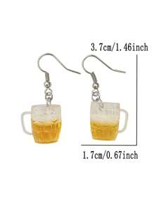 2pcs Novelty Mini Mug Shaped Earrings For Women, Oktoberfest Style