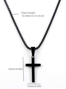 Black Cross Necklace, Simple Round Box Chain Men's Necklace, Waterproof Sports Necklace, Stainless Steel Jewelry Gift For Men