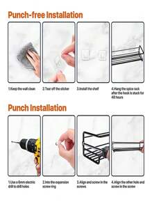 1pc/2pcs Spice Racks, Space-Saving Spice Jar Racks, Cabinet Door Wall Mounted Herb Shelf, For Cabinet Drawers, Kitchen Storage - Black - View 4