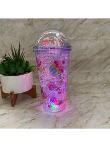 Taza de Hielo, Vaso de Batido de Leche, Taza de Agua con Personalidad Creativa, Botella de Plástico de Color, Vaso Mágico con Diseños. - Morado - Ver 1