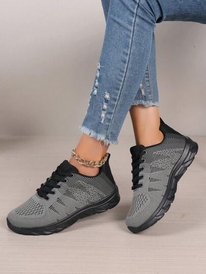 2025 neue atmungsaktive, leichte Mesh-Gestrick-Schnürschuhe, einfaches Design, Maschinen- oder Handwäsche, Damen Lässig Schuhe, Laufschuhe, Walkingschuhe, Sportschuhe, Straßenschuhe, unisex Partnerschaftsschuhe