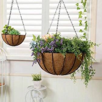 1 Pack, Hanging Flowerpot Resin Basket Hanging Flowerpot HangingFlowerpot Hanging Orchids Flowerpot Hanging Green Flower PotCreative Meaty Round Large Coconut Palm Basket Flowerpot